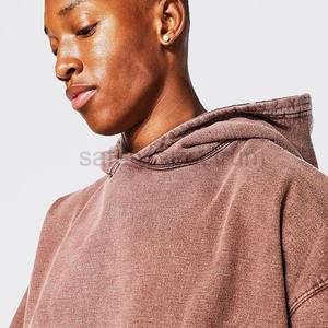 Sudaderas con Capucha para Hombre, Lavado Ácido, Color Sólido |   Sudadera con Capucha Extra Grande Estilo Urbano |   Algodón de lavado vintage de gran gramaje |   Logotipo Personalizado Impermeable - Product Image 5