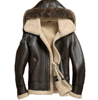 Veste bomber d'hiver pour homme en cuir d'agneau véritable, style vintage, respirante, écologique, avec capuche amovible