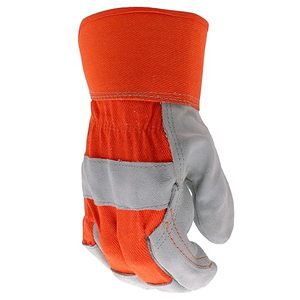 Gants de travail robustes avec double paume en cuir de vachette, support en toile haute durabilité résistant à l'abrasion manchette de sécurité étendue - Product Image 4