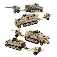 Véhicule militaire en plastique en gros, jouet, cadeau, char d'assaut, camion, modèle de construction éducatif DIY, blocs de construction pour enfants