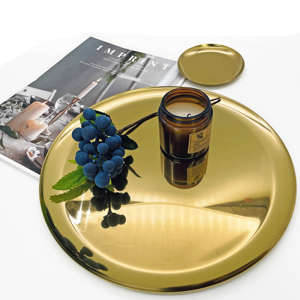 Plateau en métal décoratif pour servir, pour la maison, l'hôtel, le restaurant, le café, le bar, cadeau de mariage, présentoir, organisateur, qualité supérieure durable - Product Image 4