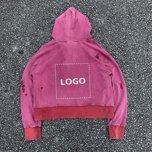 Sudadera con Capucha de Moda Invernal para Hombre, 100% Algodón, Lavado Desteñido, Estilo Urbano, con Bordado y Detalles Decorativos de Pedrería - Product Image 4