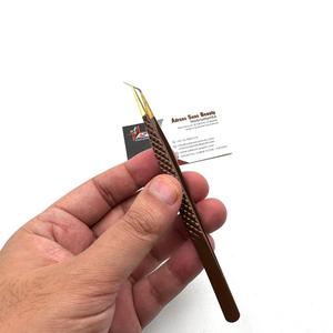 แหนบแยก45องศาเครื่องมือเสริมขนตาสแตนเลสงานพิมพ์โลโก้ตามสั่งเครื่องมือเสริมความงามสีน้ำตาลทอง - Product Image 4