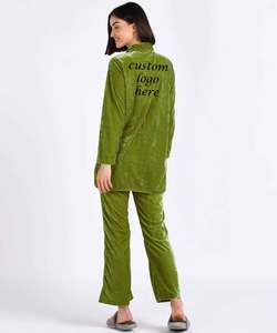 Prêt à expédier Survêtements Survêtement en velours diamant Design personnalisé Logo costume de jogging en velours survêtement en velours pour femmes - Product Image 6