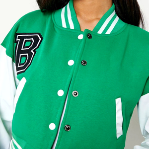 Chaqueta universitaria de calidad superior para mujer, manga larga acolchada, diseño de béisbol bordado, lana, poliéster, punto acolchado - Product Image 3