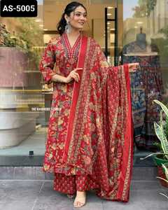Lo último en ropa de mujer, traje elegante de rayón pesado Salwar Kameez con estampado de Chanderi Dupatta con talla grande disponible para ropa de Festival - Product Image 2