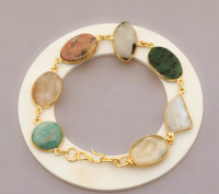 Bracelet de pierres précieuses naturelles plaqué or 18 carats fait à la main pour femmes ensemble de bijoux de lunette multi-pierres