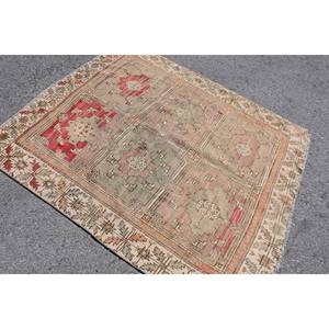 Alfombra ecológica de lana turca Vintage clásica de 49x55 pies, alfombra plana de tejido de retales blanco y rojo, alfombra de látex para comedor para adolescentes - Product Image 4