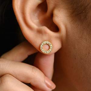 High Quality 100% Authentic Natural Real Diamond Stud <b>Earrings</b> 14K Solid Yellow <b>Gold</b> High Polished Finish Children's Valentine - Product Image 2