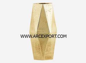 Florero de aluminio dorado Decoración de mesa de sala de estar Diseño moderno Florero de flores artificiales de metal grande en el precio más barato - Product Image 6