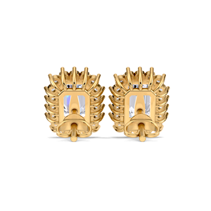 ต่างหูเพชรทรงเหลี่ยมมรกต 1.24 กะรัต ประดับด้วยเพชรแบบดับเบิ้ลฮาโล ตัวเรือนทองคำ 18K สีเหลือง ขาว และโรสโกลด์ แบบเกลียวหลัง ดีไซน์หรูหราสำหรับเจ้าสาว เครื่องประดับชั้นดี - Product Image 2