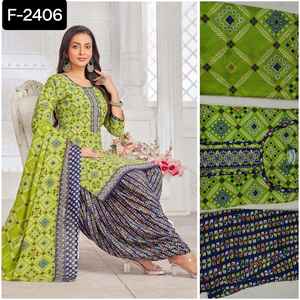 Trendy Attractive <b>Women</b> Collection Pakistani Sharara Suit Designer Georgette Embroidery Work Readymade Cotton <b>Dress</b> with Dupatta - Product Image 5