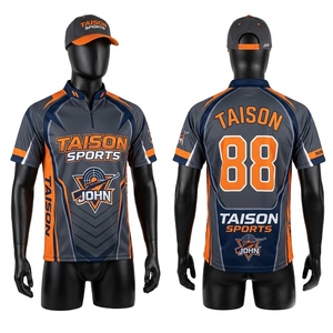 Maillot de Tir Premium en Polyester 180 GSM Respirant avec Impression par Sublimation, Panneau Contrastant Gris Orange, Logo Personnalisé, Tenue d'Équipe - Product Image 1