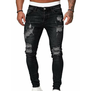 Pantalons en jean vintage ajustés respirants de couleur claire de haute qualité pour hommes - Product Image 1