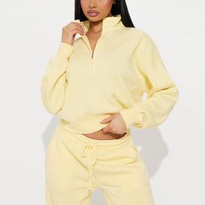 Conjunto de Dos Piezas de Pantalones Anchos y Sudadera de Manga Larga con Cierre, Informal, Deportiva, Antipilling, para Mujer, Invierno - Product Image 5