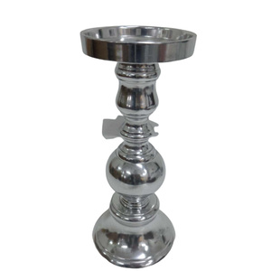 Ensemble de 2 bougeoirs en aluminium décoratifs pour la maison support de bougie antique en cuivre blanc moyen pour hôtels et décoration de mariage - Product Image 2