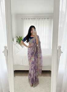 Colección Exclusiva de Saris Indios para Mujer, Diseño Elegante con Bordado de Hilo Zari y Red de Sarga - Product Image 4