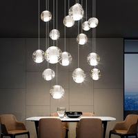 Lustre moderne en boule de cristal solide et lourd, globe carré, suspension en verre pour intérieur, bureau, hôtel, restaurant, etc.