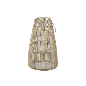 Set of 3 Natural Wicker Lanterns with Handles <b>Decorative</b> Candle Holders for Indoor Outdoor Rustic Bamboo Style Wedding <b>Decor</b> - Product Image 2