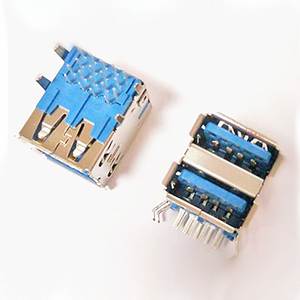 อะแดปเตอร์ USB 3.0 แบบตัวเมีย ชนิด DIP มุมฉาก  วัสดุสแตนเลส 2 ชั้น  ขั้วต่อแบบ Kick Connector  หน้าสัมผัสเคลือบดีบุก  มาตรฐาน UL94V-0 ป้องกันไฟลุก - Product Image 1