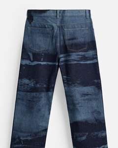 Haute qualité personnalisé hommes Baggy jean solide motif Vintage pantalon cordon fermeture mi décontracté tricoté tissage hommes Denim - Product Image 5