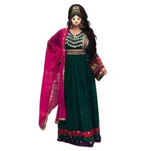 Afghan Kuchi hecho a mano étnico Tribal tradicional bordado mujeres vestido afgano tamaño largo en multicolor OEM ODM mantenido - Product Image 1