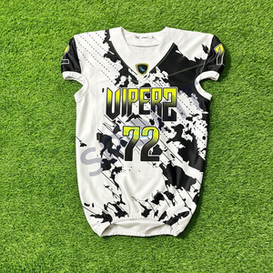 Maillot de football américain à manches courtes à séchage rapide personnalisé OEM impression par sublimation logo personnalisé tissu respirant évacuant l'humidité - Product Image 5