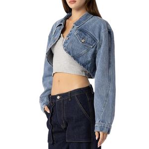 Vêtement de haute qualité, fabricant de vêtements en gros, veste en jean courte pour femmes, nouvelle mode, vestes en jean courtes pour femmes 2026 - Product Image 3