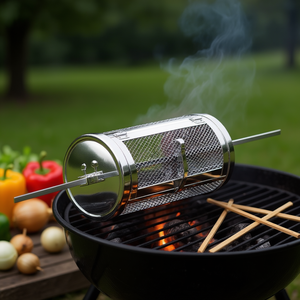 Panier vapeur rotatif en acier inoxydable Smeg CESROTCOT avec finition chrome poli pour barbecue - Product Image 3