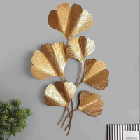 Décoration murale moderne en métal en forme de feuille de Ginkgo dorée, cadre personnalisable couleur/taille, pour mariage, anniversaire, Diwali, salon, art floral