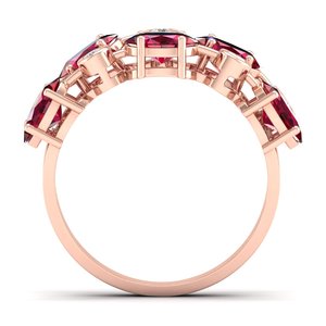 Anillo de Banda Elegante REYES de Plata de Ley 925 con Moissanita VVS, Corte Ovalado Personalizado, Gema de Rubí de 2.5 Quilates, Joyería Fina para Mujer - Product Image 4