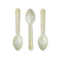 Cucharas Desechables de Hoja de Palma Biodegradables y Compostables, Ecológicas, de Fabricante Indio, 16 cm, Color Natural, para Fiestas y Viajes