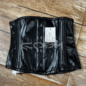 Corsets BDSM en cuir noir à haute compression, maintien ferme, pour entraînement de la taille, avec baleines en acier sous la poitrine, pour torse court - Product Image 3