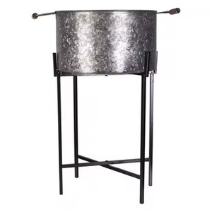 Cubo de hielo de Metal galvanizado de gran venta con soporte, Enfriador de vino y champán de lujo, Cubo de fiesta duradero para Bar, hogar, Hotel, uso - Product Image 1