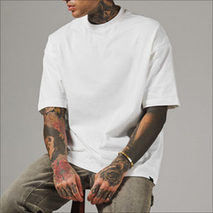 T-shirts personnalisés à épaules tombantes 250 Gsm T-shirt uni épais et épais pour hommes T-shirt vierge surdimensionné 100% coton - Product Image 4