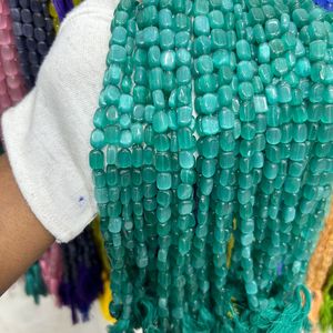 ลูกปัดพลอยทรงนูเก็ตเรียบ สีเขียวโมนาลิซ่า สำหรับทำเครื่องประดับและงานฝีมือ - Product Image 2