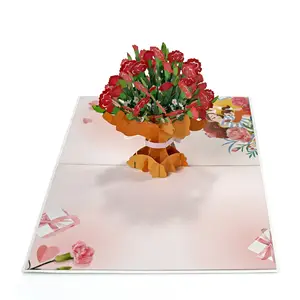 Novo cartão pop-up de flores 3D com design personalizado para presente para a mãe no dia das mães 2023, fornecedor do atacado do Vietnã