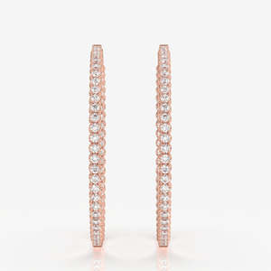 Boucles d'oreilles créoles en or 18 carats avec diamant de laboratoire taille ronde, grand diamant pour un look élégant - Product Image 4
