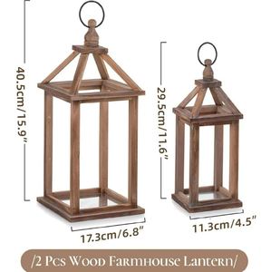Juego de 2 farolillos de madera modernos de latón AK con gancho de Metal, tarro de vela de Calidad única a bajo precio para decoración del hogar/Decoración de Hotel - Product Image 2