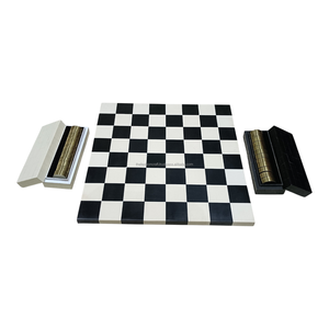 Juego de Ajedrez Cuadrado de Resina Hecho a Mano, Ecológico y de Lujo, con Incrustaciones de Anillos de Latón, Kit de Juego de Mesa Internacional Premium, Decoración para el Hogar y Fiestas - Product Image 5