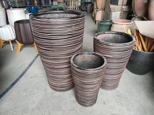 [Jason] Ensemble de 3 pots modernes ronds en fibre de pierre et polystone en gros ~ Jardinières en fibre de verre pour la décoration de la maison et du jardin - Product Image 4