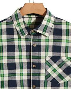 Chemise en flanelle à carreaux vert marine pour homme, personnalisée par le fabricant, boutonnée, à manches longues, décontractée, avec poche poitrine, douce et chaude - Product Image 4