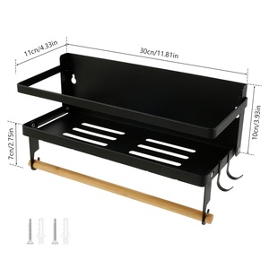 Estante de especias magnético con rollo de soporte para toallas de papel y 2 ganchos Estante magnético Organizador de especias plegable - Product Image 6