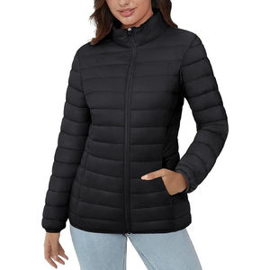 Alta calidad Unisex Casual lona invierno acolchado con capucha chaqueta a prueba de viento ligero cuello mandarín prendas de vestir exteriores bolsillos con cremallera completa - Product Image 3