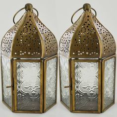 Linternas de latón dorado de diseño intrincado Vintage para decoración navideña clásica y ocasiones de boda - Product Image 4