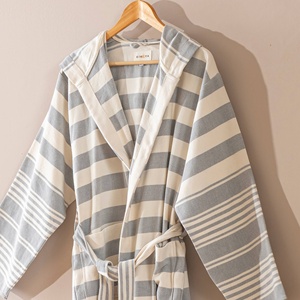 เสื้อคลุมอาบน้ำแบบทอแบนสไตล์อนาโตเลีย ลายทาง มีฮู้ด ผ้าฝ้าย 100% - Product Image 5
