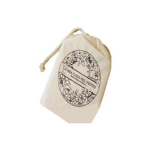 Sac cadeau de noël sac à cordon toile à la main personnalisé coton doux naturel couleur unie coton sacs-cadeaux avec cordon de serrage - Product Image 2