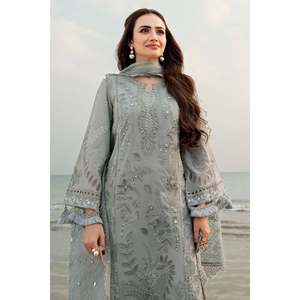 Conjunto de 3 piezas NUREH para mujer: Camisa bordada con diseño láser, Dupatta bordada de tela Khaddi y Pantalón - BIC-4746 - Product Image 4