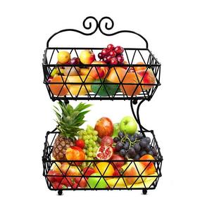 Panier de rangement de fruits de haute qualité en fil métallique au toucher noir pour un usage quotidien et une utilisation en cuisine - Product Image 1