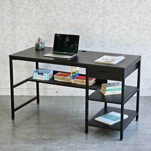 Wooden/Metal <b>Desk</b> with Integrated Legs <b>Shelf</b> & Drawer 140x60cm Color BD68114 - Product Image 2